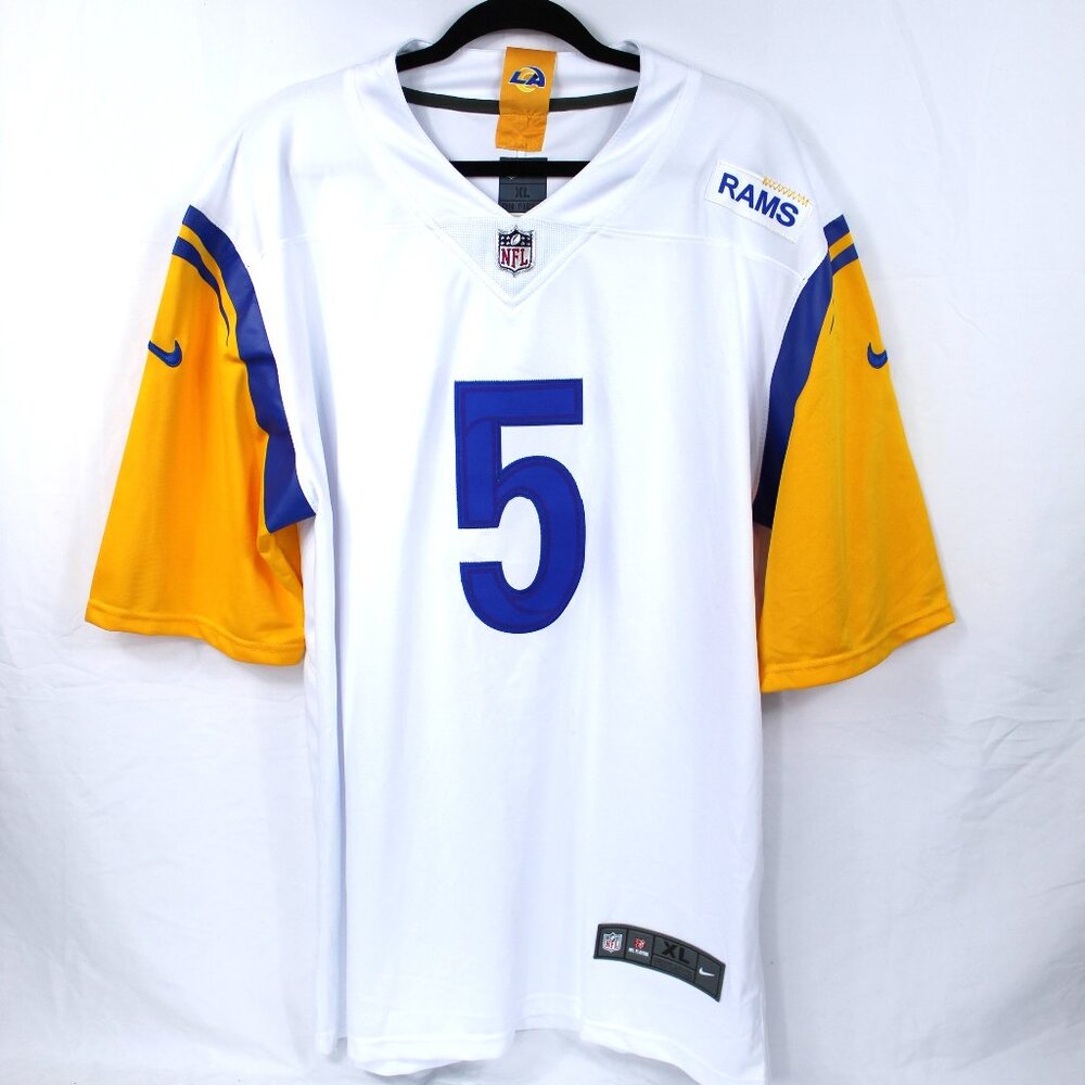 RAMS LOS ANGELES LA NIKE NFL JALEN RAMSEY #5 ON FIELD WHITE JERSEY SIZE XL